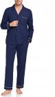 Mens 100% Cotton Pajamas Set Button Down  Knit Men's Sleepwear Adult Long Sleeve Loungewear