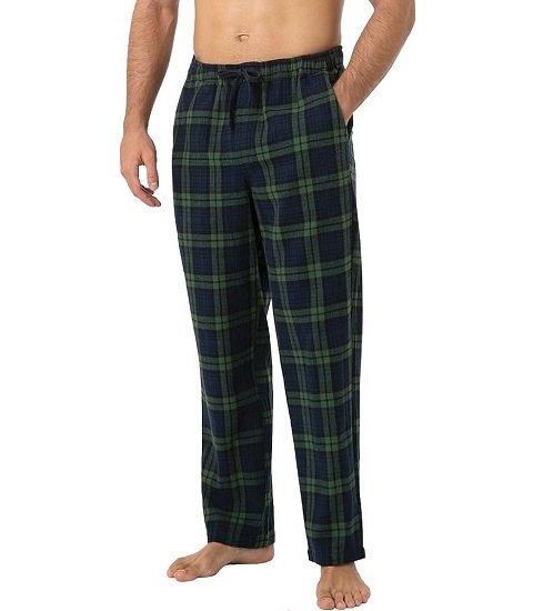 Men's Pajama Pants 100% Cotton Flannel Plaid Lounge Soft Warm PJ Bottoms Drawstring and Pockets