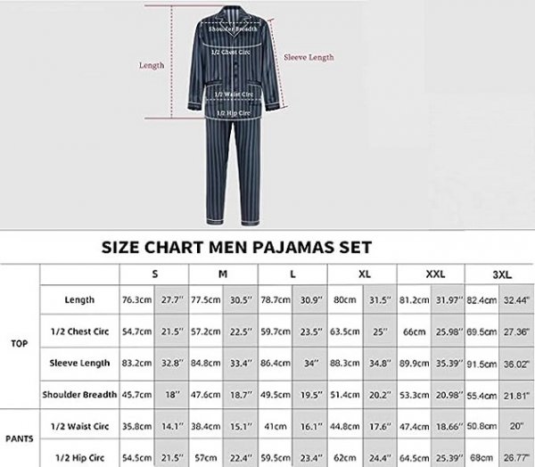 Men's Silk Pajamas Set Long Sleeve 2PC Button-Down PJ Set