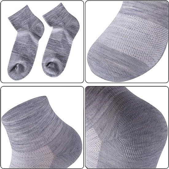 Men's 90% Wool Athletic Thin Running Moisture Wicking Socks, 3 Pairs