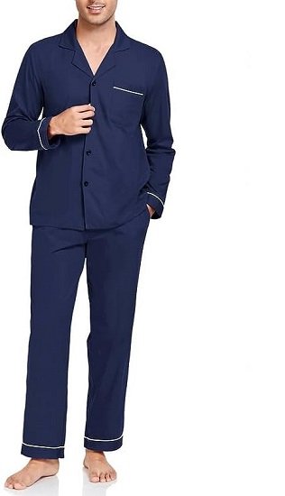 Mens 100% Cotton Pajamas Set Button Down  Knit Men's Sleepwear Adult Long Sleeve Loungewear