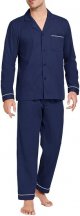 Mens 100% Cotton Pajamas Set Button Down  Knit Men's Sleepwear Adult Long Sleeve Loungewear