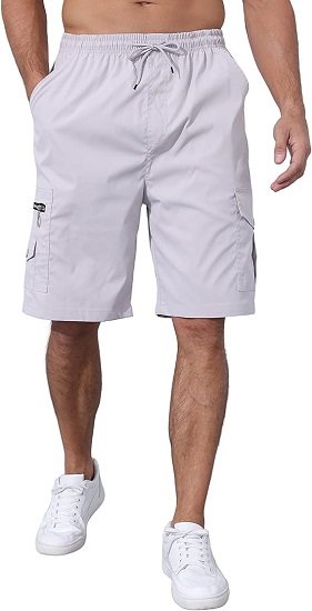 Men's Cargo Shorts Elastic Waist Outdoor Jogger SweatShorts with Multi-Pocket