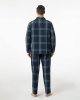 Men's Pajama Set Long Sleeve with Pocket Woven Cotton Knit Plaid Button-Down